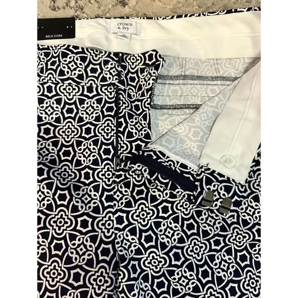 NWT Crown & Ivy Navy/White Power Pop Cropped Pants Sz. 10 - Picture 7 of 9